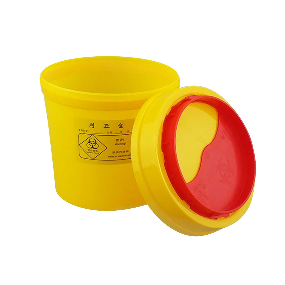 ADAMAS-BETA Yellow Sharp Box Medical Waste Trash Can Square/Round Sharp Weapon Box with Cover Lab Big Capacity Plastic Storage Box