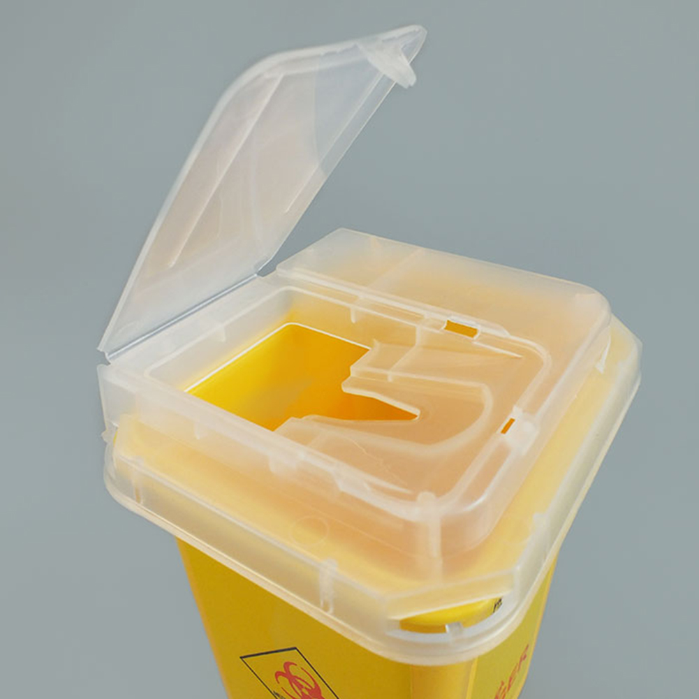 ADAMAS-BETA Yellow Sharp Box Medical Waste Trash Can Square/Round Sharp Weapon Box with Cover Lab Big Capacity Plastic Storage Box