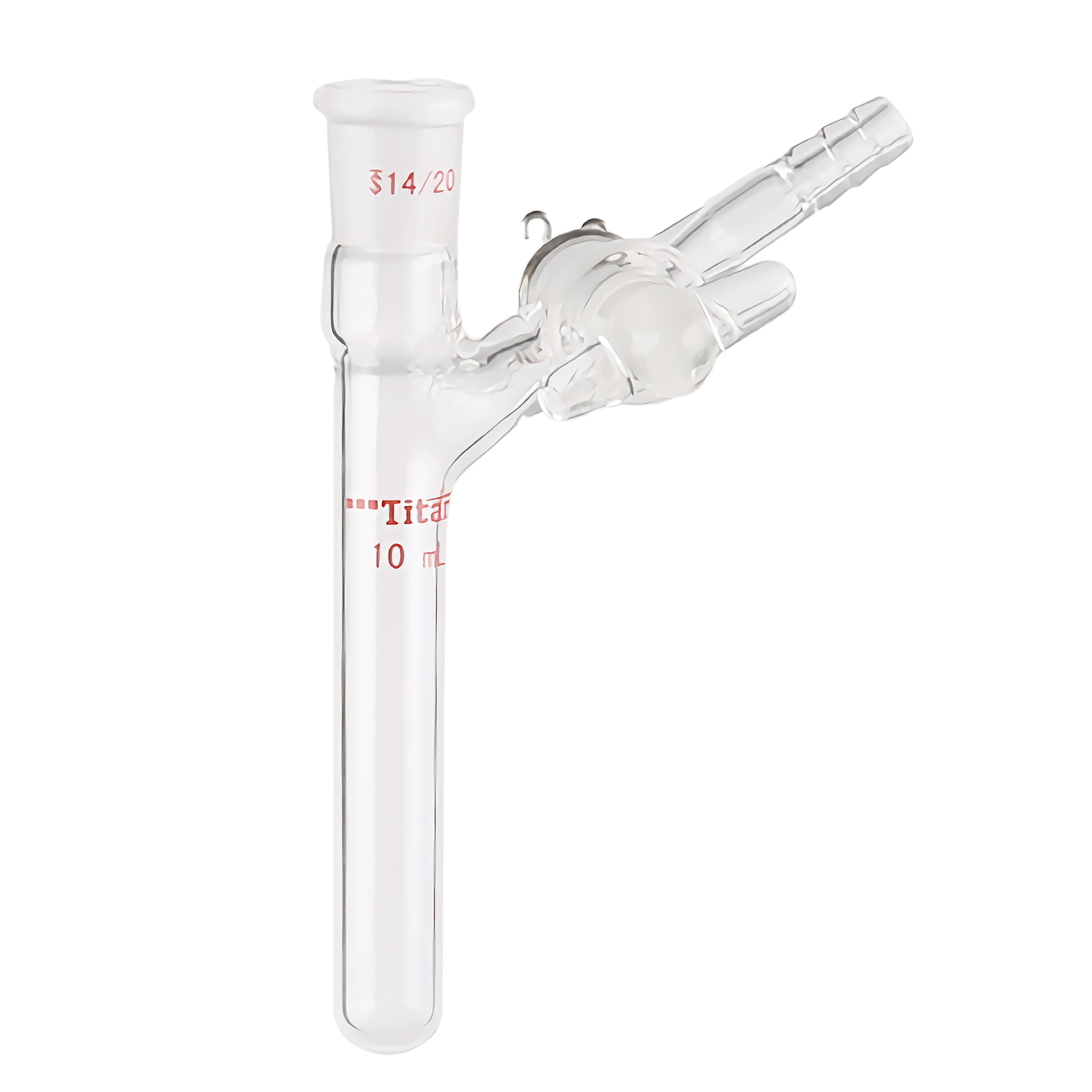 ADAMAS-BETA Glass Thick Wall Two-way Reaction Tubes with Branch Pipe Glass Stopcock Grinding Mouth 10-50ml  Lab Glassware Experiment Supplies