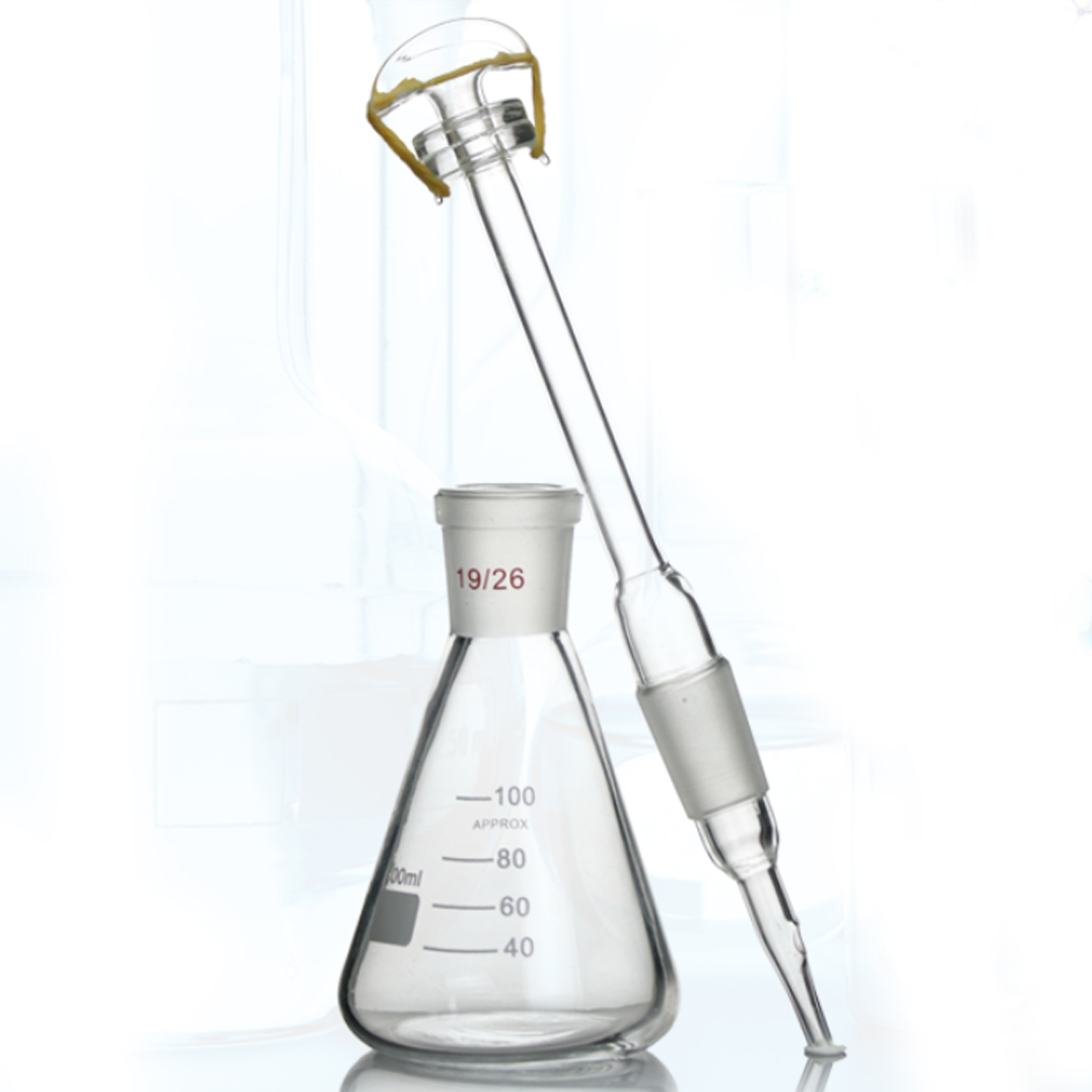 ADAMAS-BETA Gucai Arsenic Detector 100ml/150ml Conical Flask+Pointed Nose Glass Tube Set Laboratory Silver Salt Arsenic Measuring Instruments