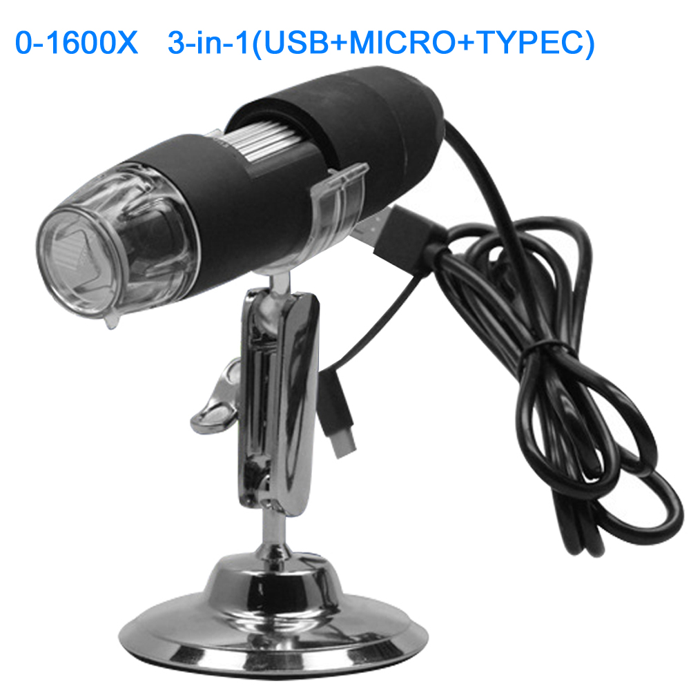 ADAMAS-BETA 1pcs USB Digital Microscope X4-1000X, 8 LED Magnification Endoscope Camera Metal Stand, Compatible for MAC/Android Phone Lab Microscope