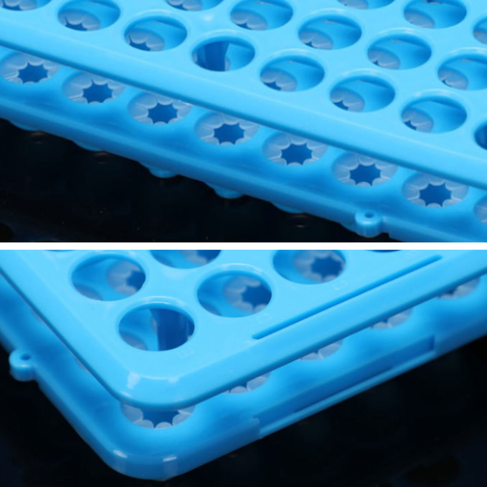 ADAMAS BETA Lab ABS Plastic Test Tube Rack with Silicone Pad 50-Well 15mm 18mm Multi-Purpose Laboratory Centrifuge Tube Storage Holder