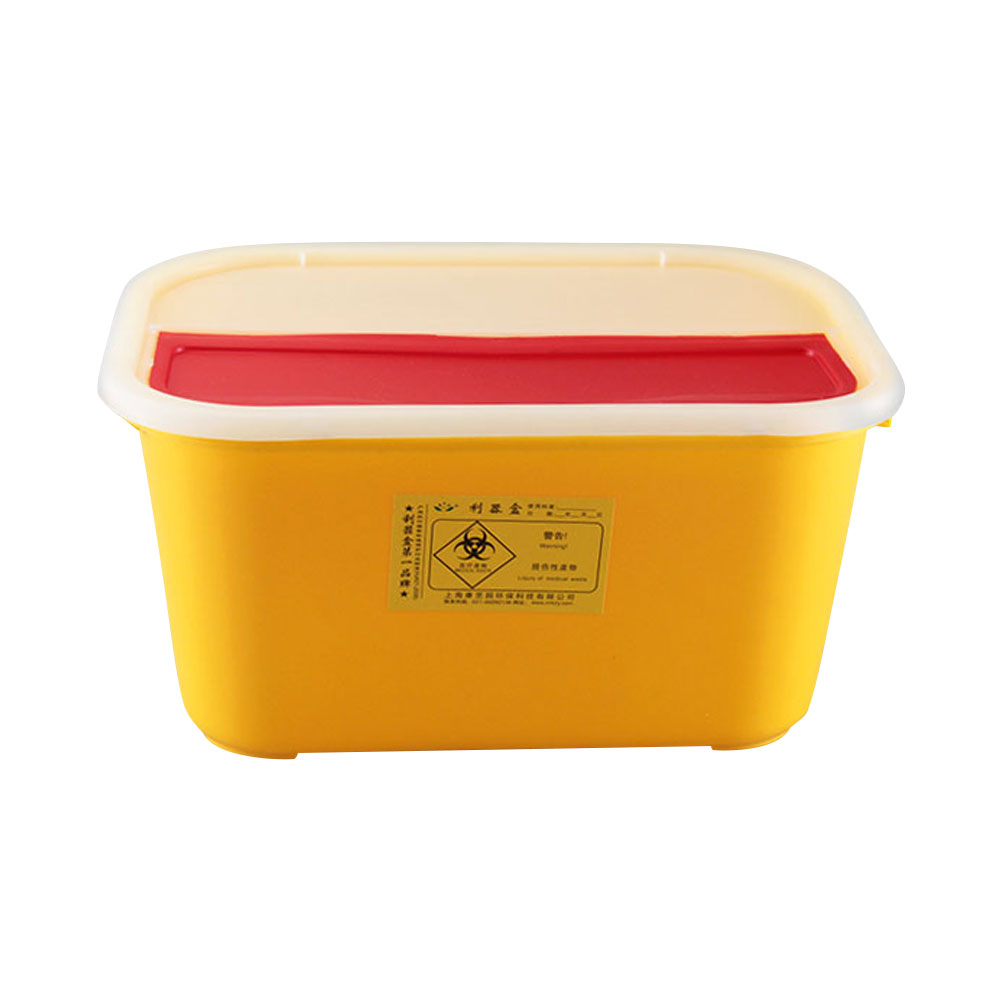 ADAMAS-BETA Yellow Sharp Box Medical Waste Trash Can Square/Round Sharp Weapon Box with Cover Lab Big Capacity Plastic Storage Box