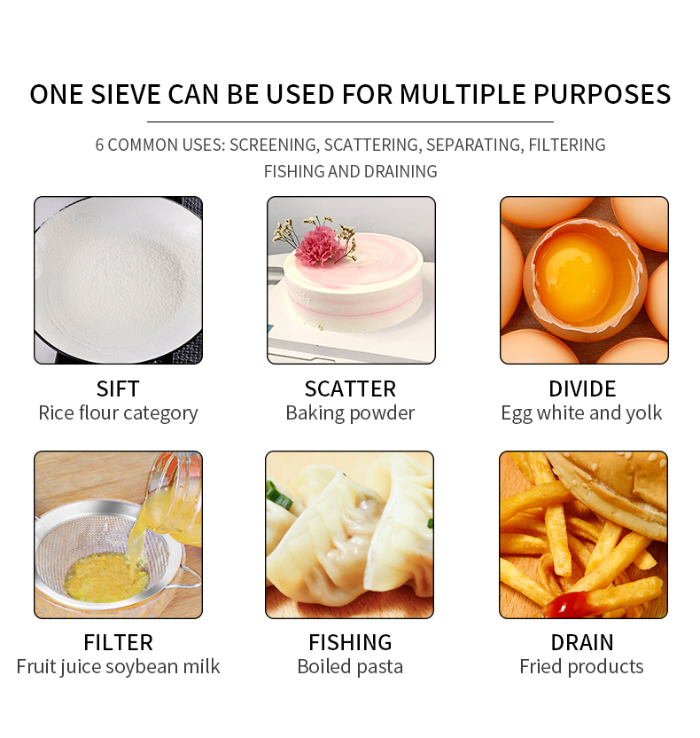 ADAMAS-BETA Lab Sieve 304 Stainless Steel Standard Sieve 20*5cm 6-100 Mesh Laboratory Powder/Particle Screening Filter Screen Soil Strainer