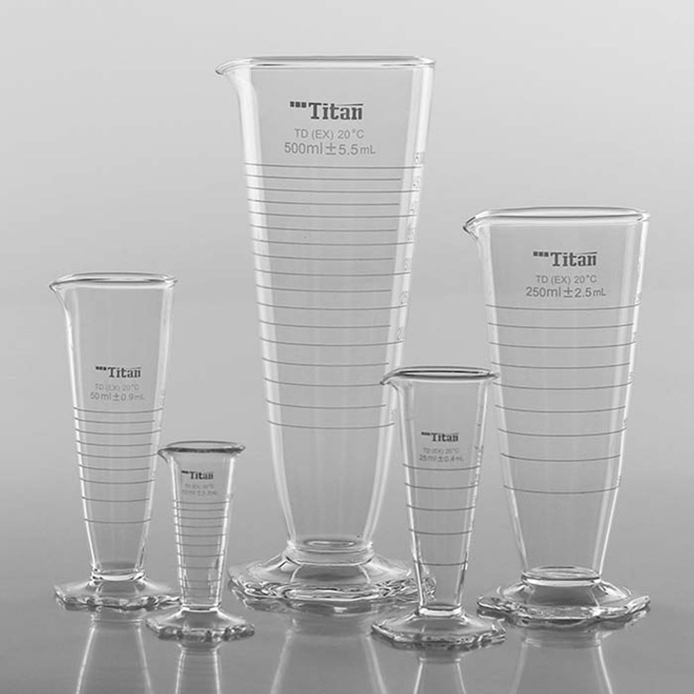 ADAMAS BETA 1pcs Hexagonal Base Glass Measuring Cup 5-1000ML Laboratory Graduated Conical Cylinder Lab Glassware