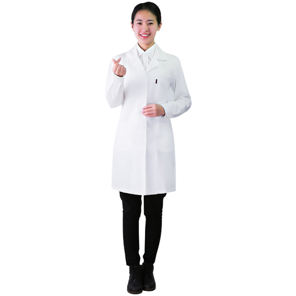 ADAMAS BETA Men's Lab White Coat 100% Cotton Thin Style Single Breasted Long Sleeve Women's Nurse Uniform Laboratory Overcoat with Pockets