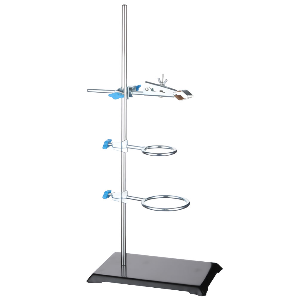 ADAMAS-BETA Lab Iron Frame Platform Set Beaker Clamp Iron Ring Cross Clips 40-70cm Metal Pole Height for Heating Experiment
