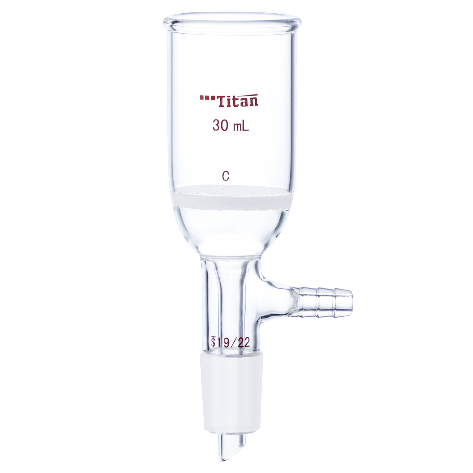 Adamas-Beta Borosilicate Glass Buchner Filtering Funnel 15 mL with 19/22 Standard Taper Inner Joint and Vacuum Serrated Tubulation,G3 Emery Board 