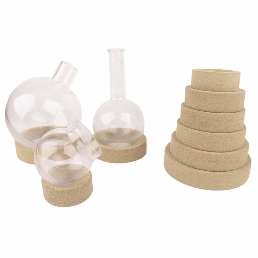 ADAMAS-BETA 4pcs Lab Cork Flask Holder Glass Round Bottom Bottle Bracket Experimental Wooden Phellem Flask Pad 80-120mm 