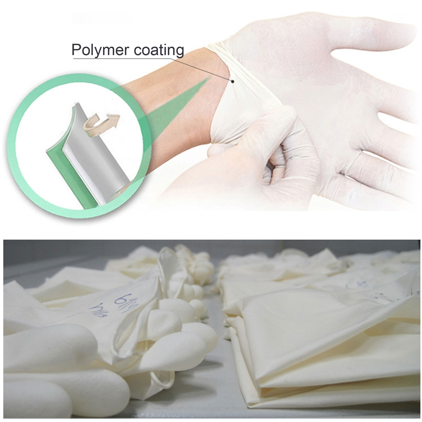 ADAMAS BETA Wholesale 100pcs/Box Single-use Coated Powder Free Natural Latex Gloves Non Sterilized Waterproof Laboratory Protective Gloves