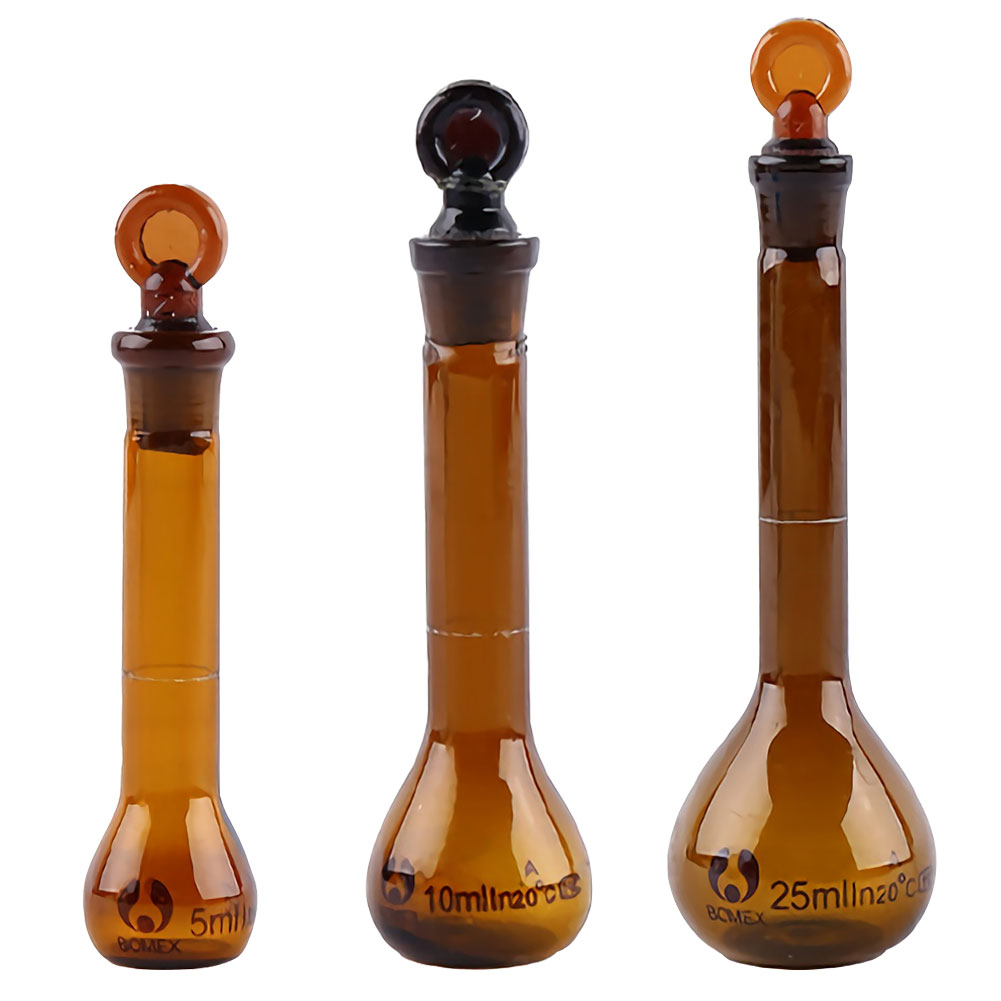 ADAMAS BETA Volumetric Flask with Stopper Amber 5-2000ml Lab Glassware Laboratory Long Neck Reagent Storage Bottle Glass Plug