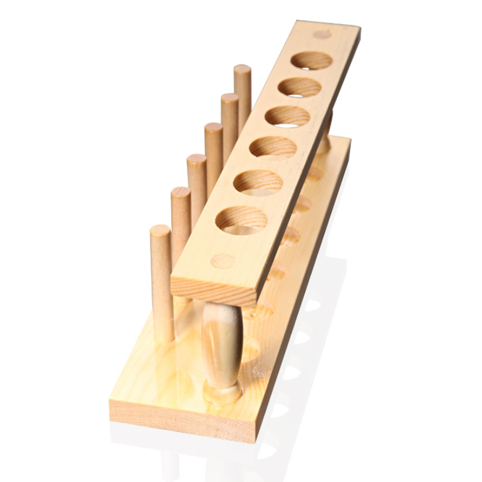 ADAMAS BETA Wooden Test Tube Rack 6-12Well with Stand Sticks Hole Diameter 22mm for Laboratory Tube Storage/Drying Holder