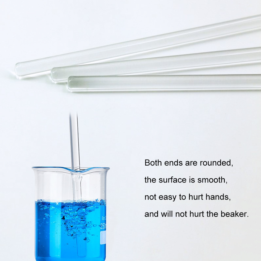 ADAMAS-BETA Lab Glass Stirring Rod Cylindrical Sturdy Uniform thickness Clear Laboratory Mixing Stick 200mm 300mm