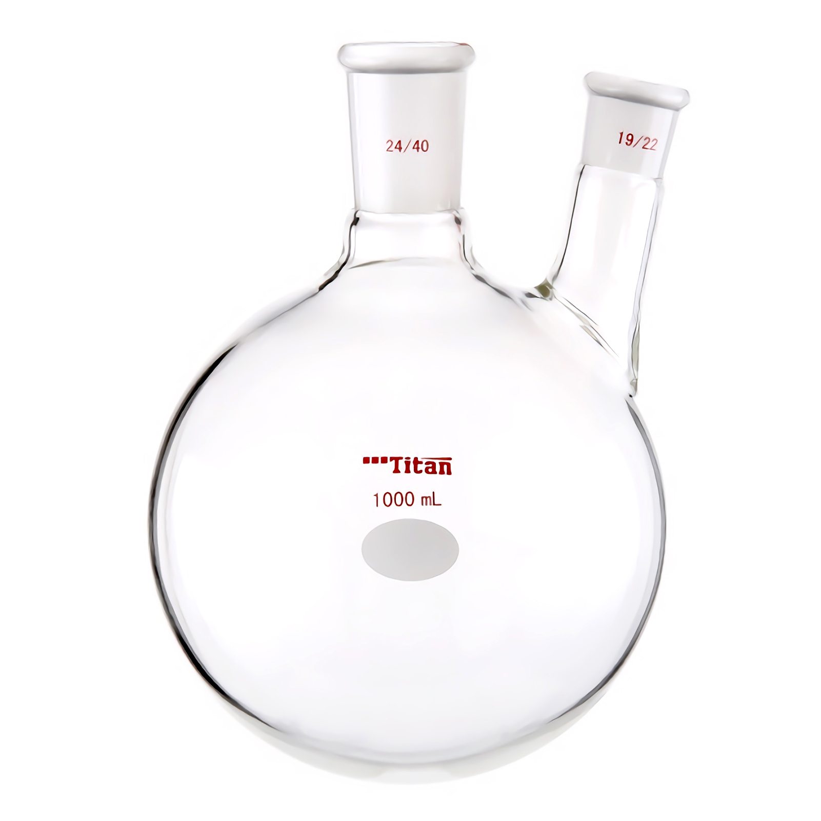 ADAMAS BETA Oblique Mouth Ball Bottle 25ml-1000ml Thick Walled Glass Flasks 2-Necked Grinded Lab Glassware for Distillation/Evaporation Experiment
