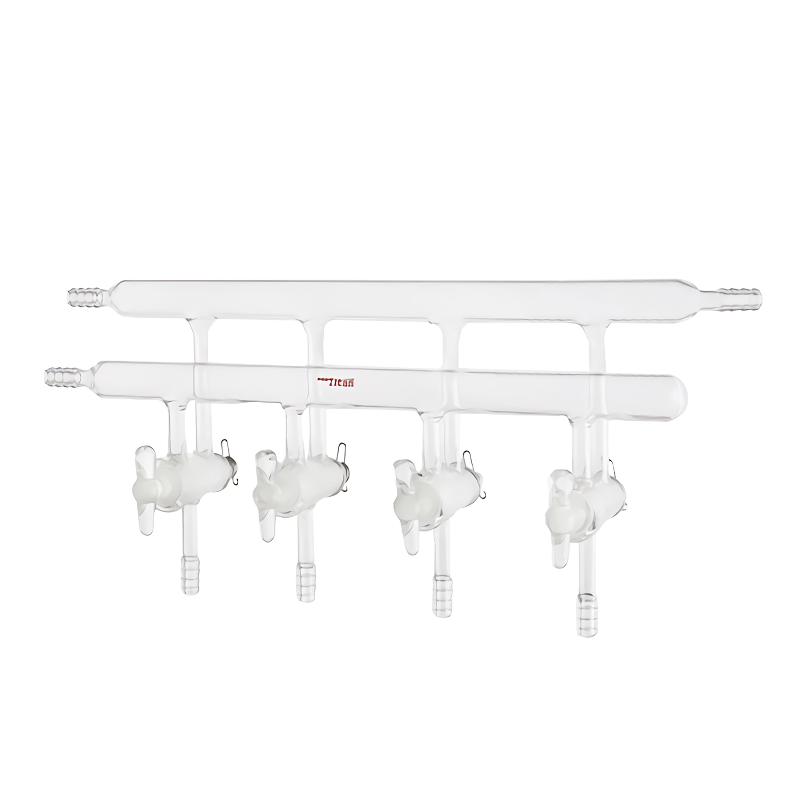 ADAMAS BETA Laboratory Glass Single Row/Double-Row Pipe Vacuum Gas Distributor with Group 4-6 Glass/PTFE Piston/High Vacuum Valv