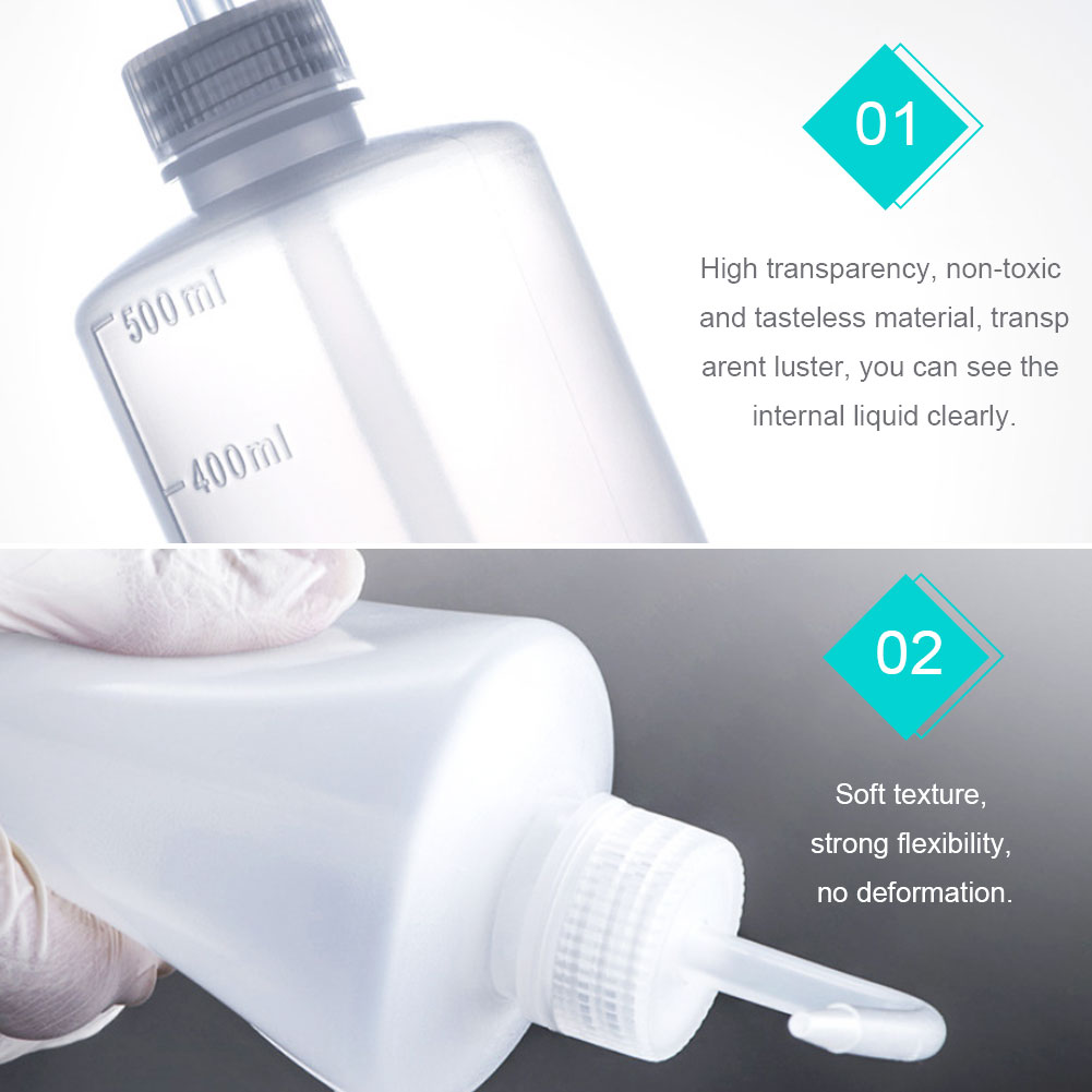 ADAMAS-BETA Plastic Washing Bottle PP White Large Capacity 250-1000ml Lab Graduated Washing Bottles with Cusp Tube Squeeze Diffuser Bottle
