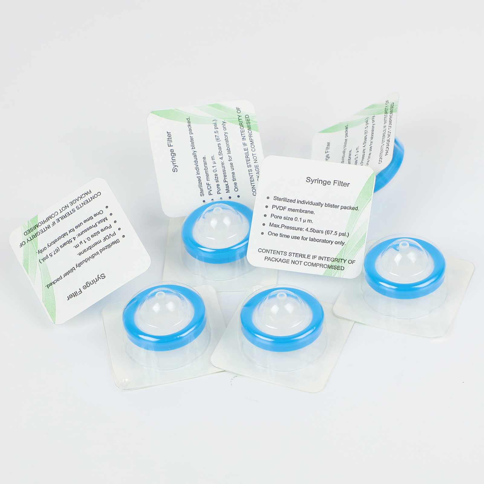 15-100pcs Sterilized Needle Filter PVDF 0.1um 0.22um 0.45um Disposable Individual PP Syringe Filters Lab Experiment Accessories