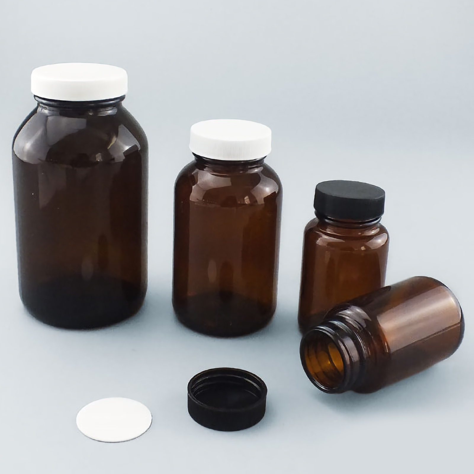 ADAMAS BETA Wholesale Lab Brown Wide Mouth Bottle Glass Reagent Bottle with PP Cover Sealed 100ml 250ml 500ml Laboratory Sampling Bottles