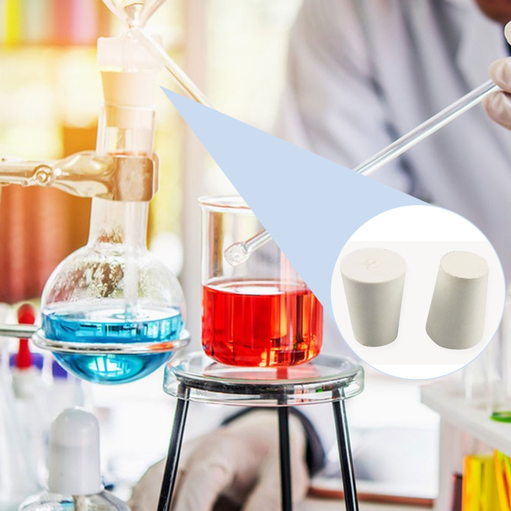 ADAMAS BETA Wholesale 26-30pcs White Rubber Plug Mixed Size Sealing Solid Cork without Hole Laboratory Conical Bottle Stoppers for Test Tube/Flask