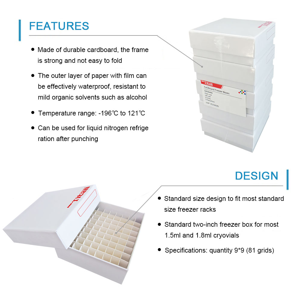 ADAMAS-BETA 15pcs/Set Coated Paper Freezer Low Temperature Resistance -196 ℃ Lab Freezing Boxes Cardboard 80-Grids/100-Grid for 1.5ml/1.8ml Tubes