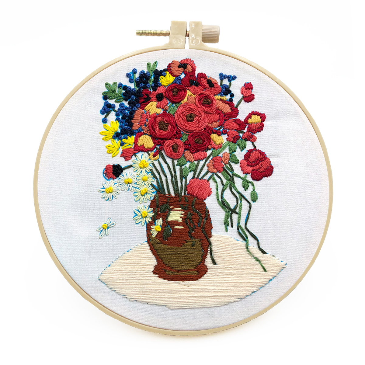 DIY Handmade Embroidery Craft Cross stitch kit Beginner  -Daisy and Poppy Pattern