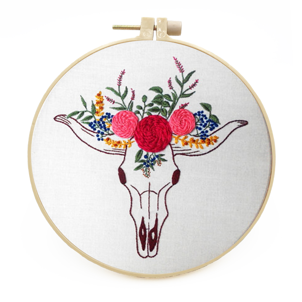 Embroidery Starter Kit Cross stitch kit for Adult Beginner - Cow Wreath pattern