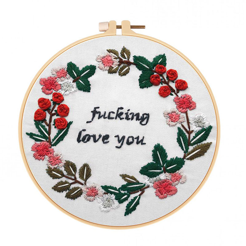 Hand Embroidery Kits Cross stitch kit for Adult - Floral Words Pattern
