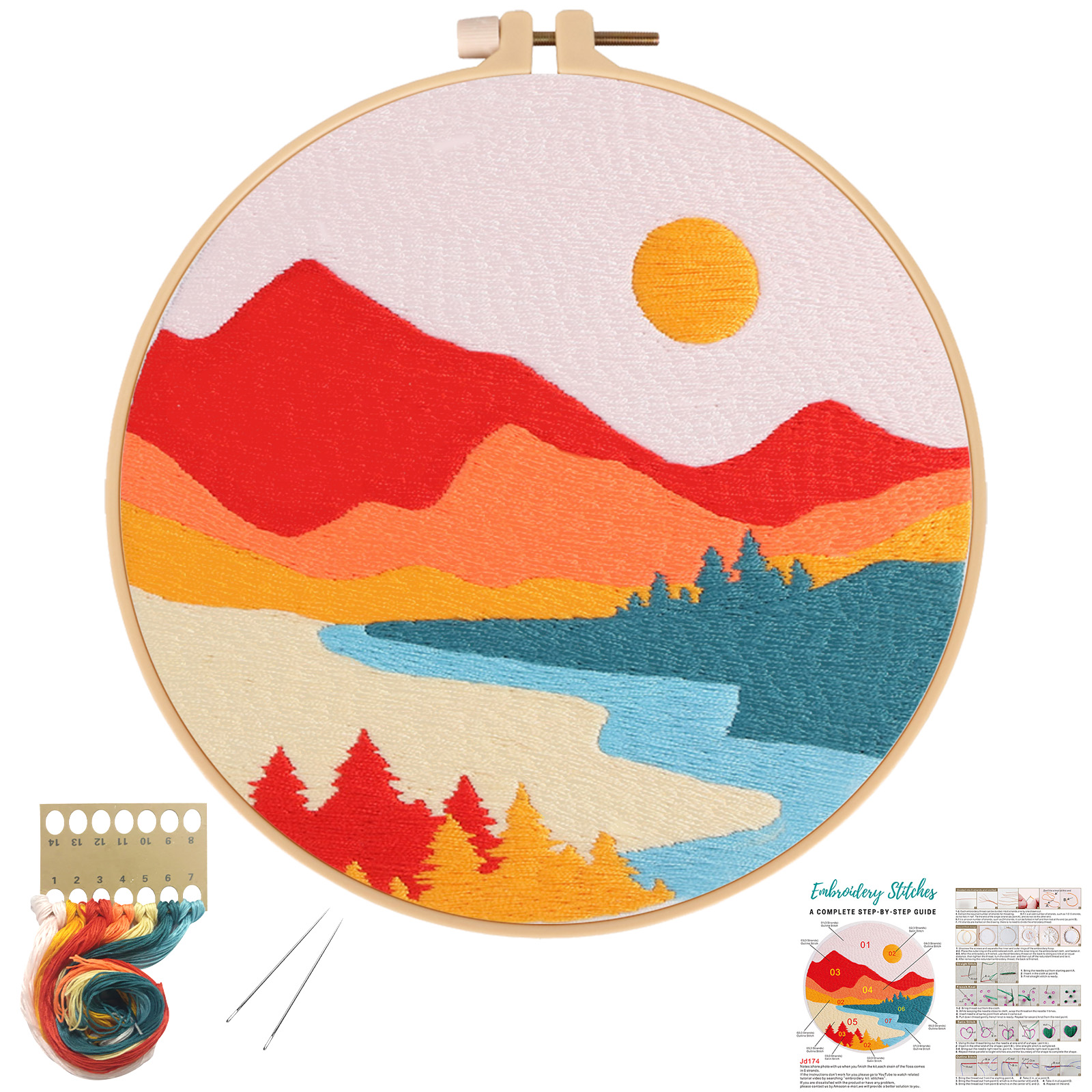 Embroidery Starter Kit Cross stitch kit for Adult Beginner - Sun Pattern