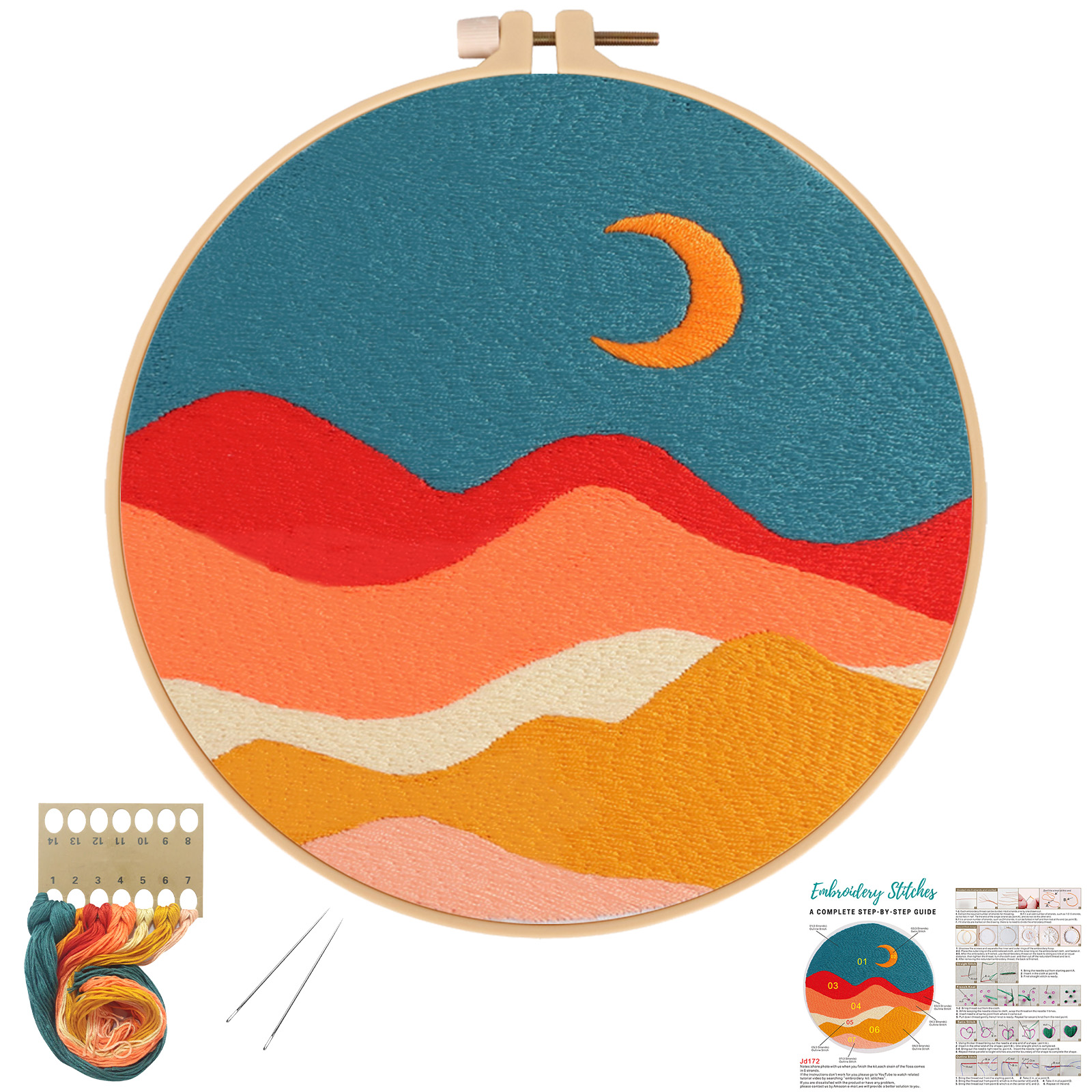 Embroidery Starter Kit Cross stitch kit for Adult Beginner - Moon Pattern