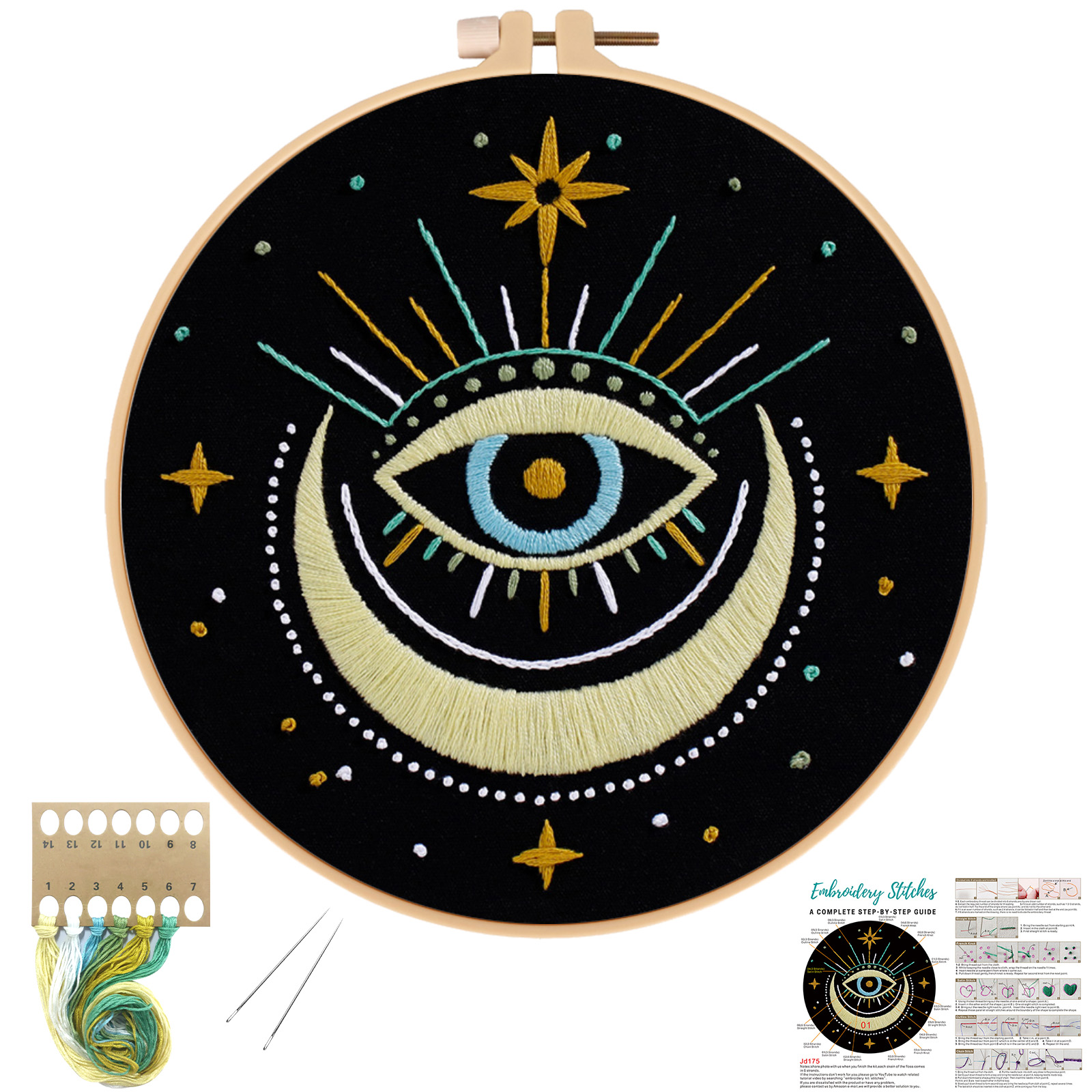 Embroidery Starter Kit Cross stitch kit for Adult Beginner - Tarot Moon Pattern