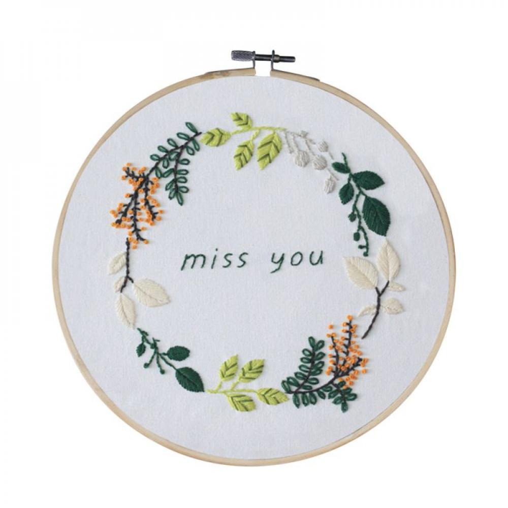 Embroidery Kits Cross stitch kits for Adult Beginner - Miss You Wreath Pattern