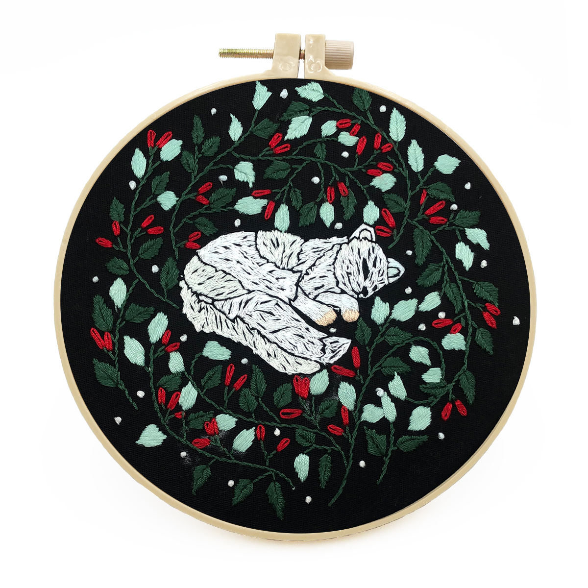 Embroidery Starter Kit Cross stitch kit for Adult Beginner - silver fox pattern