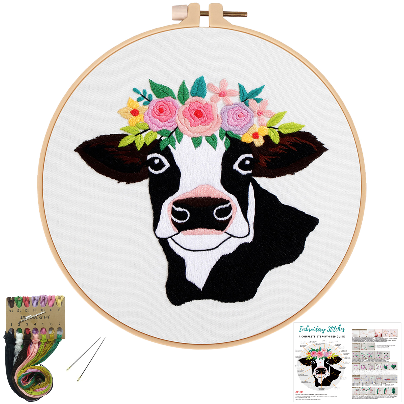 Embroidery Starter Kit Cross stitch kit for Adult Beginner - Cow pattern