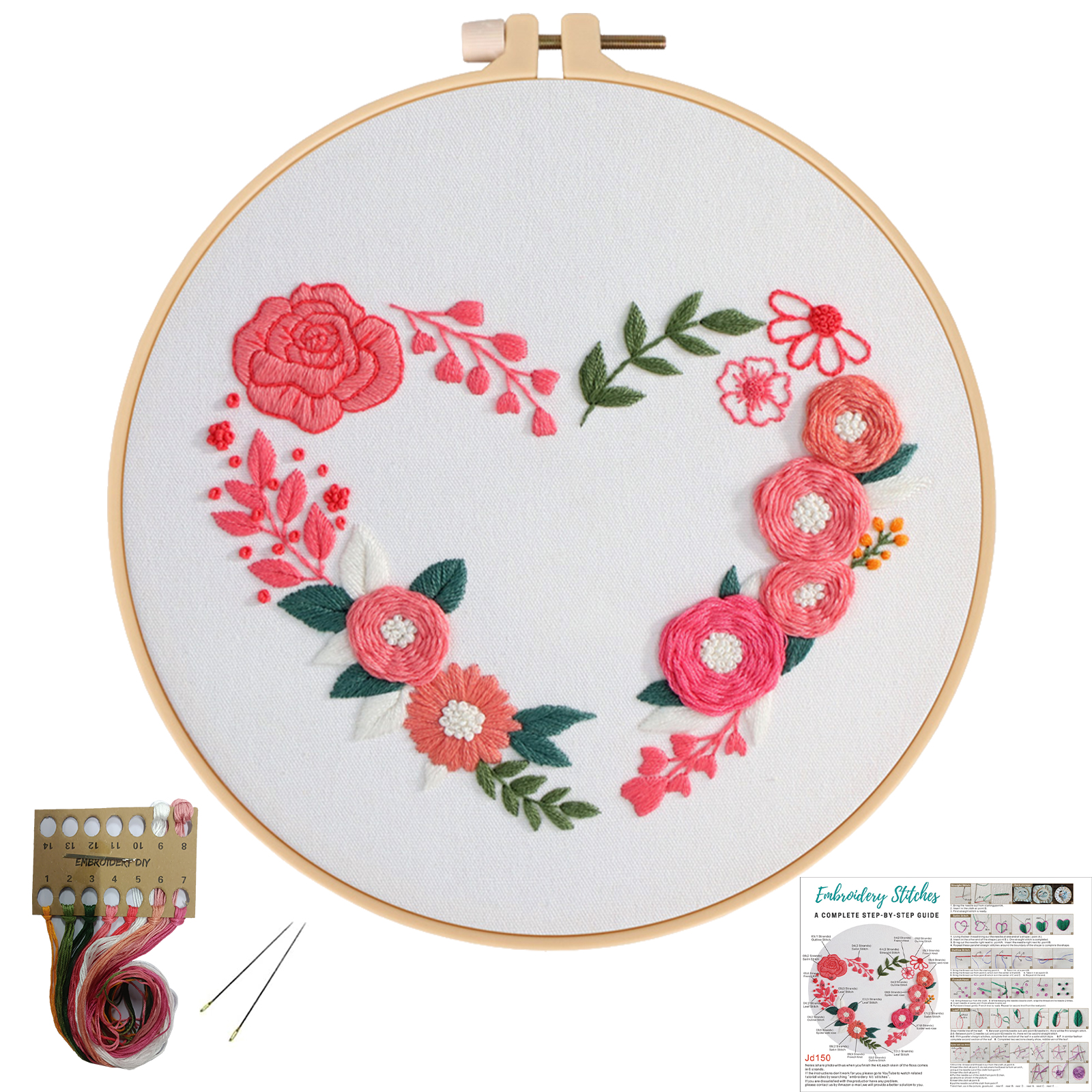DIY Handmade Embroidery Cross stitch kit - LOVE Wreath
