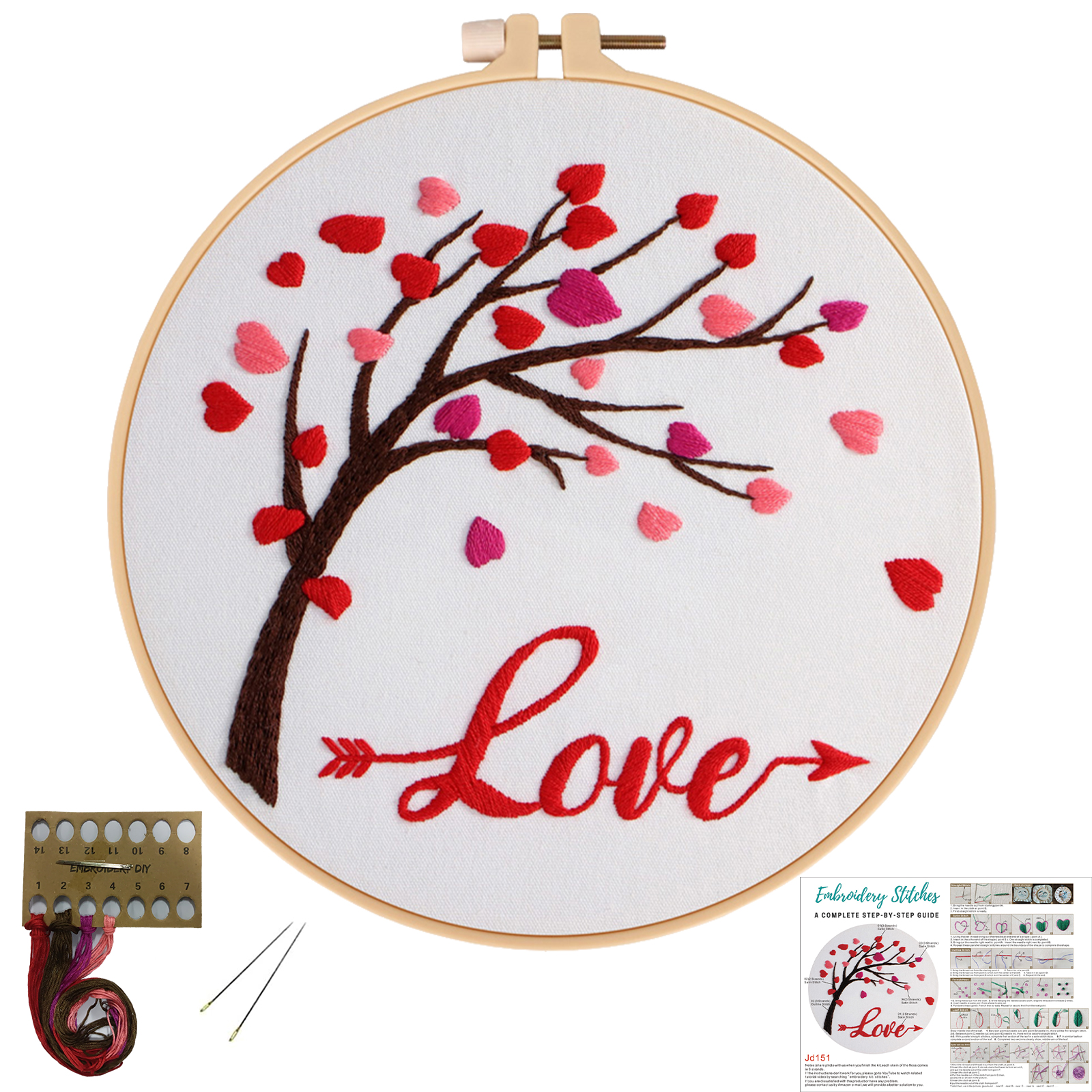 DIY Handmade Embroidery Cross stitch kit - LOVE Heart Tree