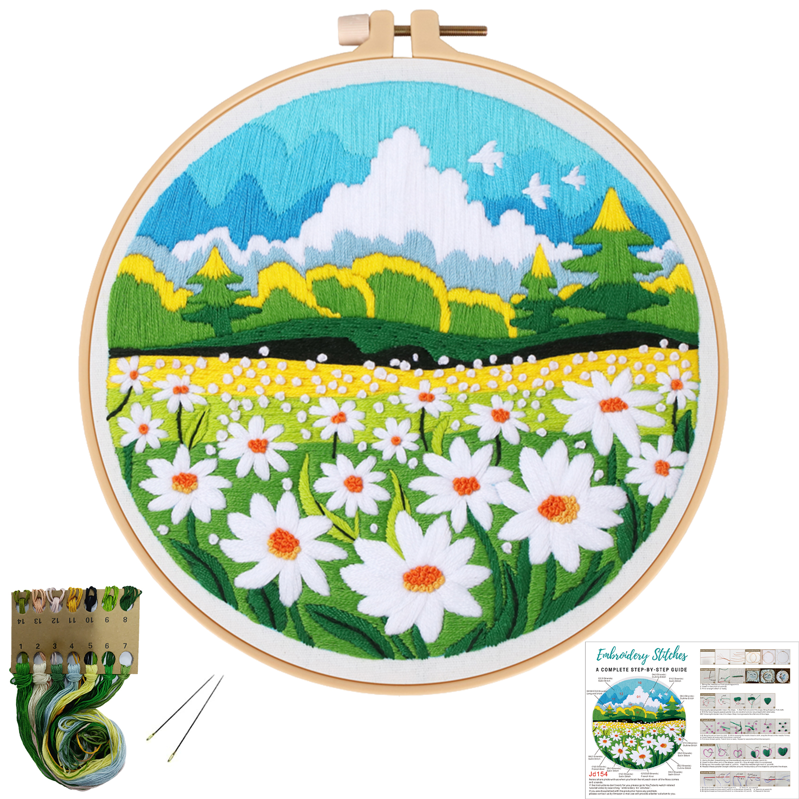 DIY Handmade Embroidery Cross stitch kit - Daisy Scenery