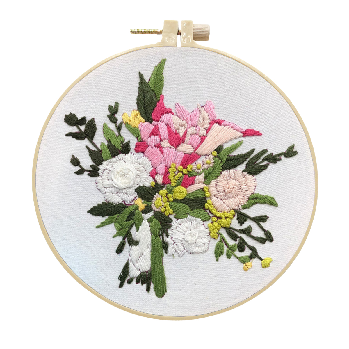 DIY Handmade Embroidery Kit Craft Cross Stitch Kits Beginner - White flowers Bouquet Pattern