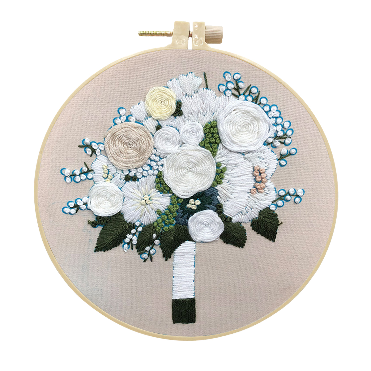 DIY Handmade Embroidery Kit Craft Cross Stitch Kits Beginner - Pure White Bouquet Pattern