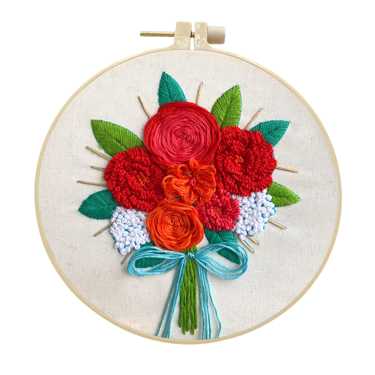 DIY Handmade Embroidery Kit Craft Cross Stitch Kits Beginner - Flaming Bouquet Pattern