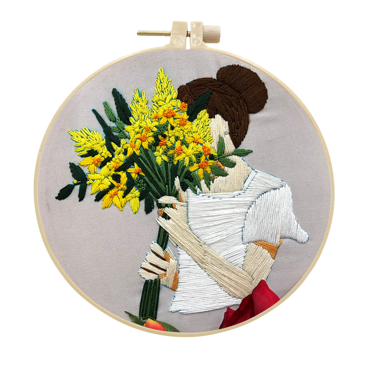 DIY Handmade Embroidery Kit Craft Cross Stitch Kits Beginner - Girl with Flowers Pattern