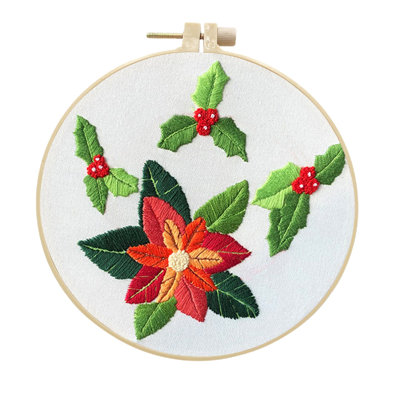 Embroidery kit with Patterns and Instructions for Adult Beginner - Christmas Flowers Pattern