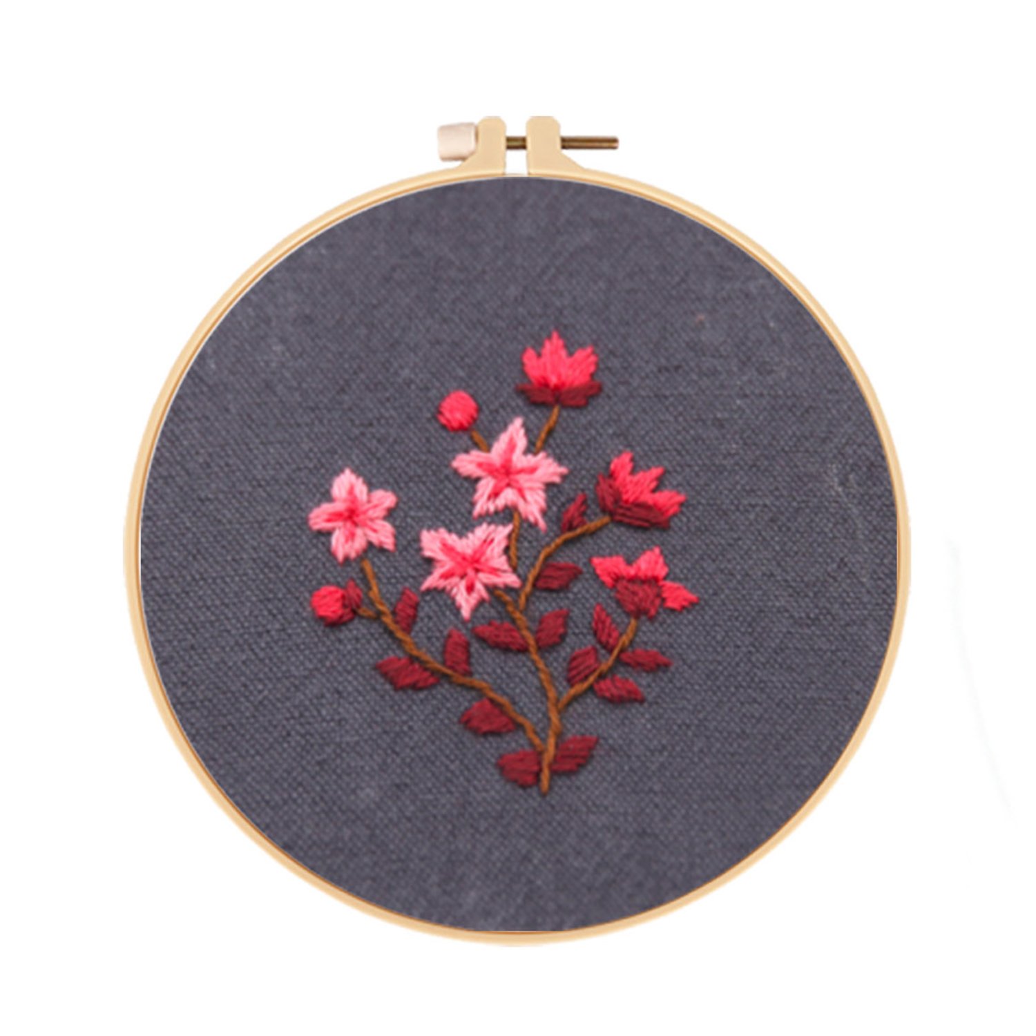 Embroidery Starter Kit Cross stitch kit for Beginners Kids - Red Floral Pattern
