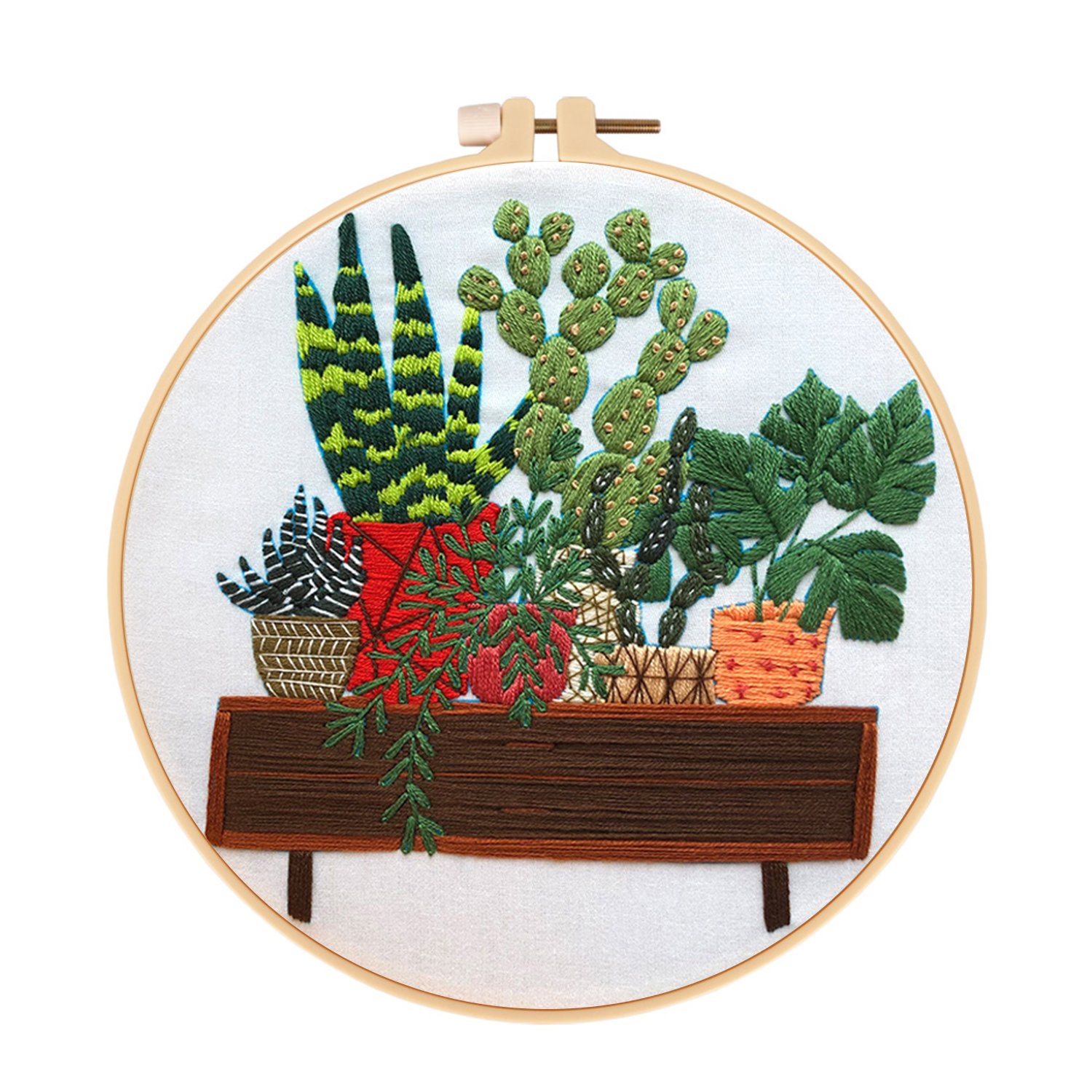 DIY Handmade Embroidery Cross stitch kit - Succulent Potted Plants