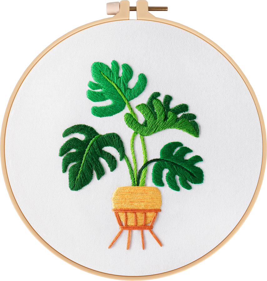 Embroidery starter kit for Adult Beginner - Cute Monstera Plant Pattern