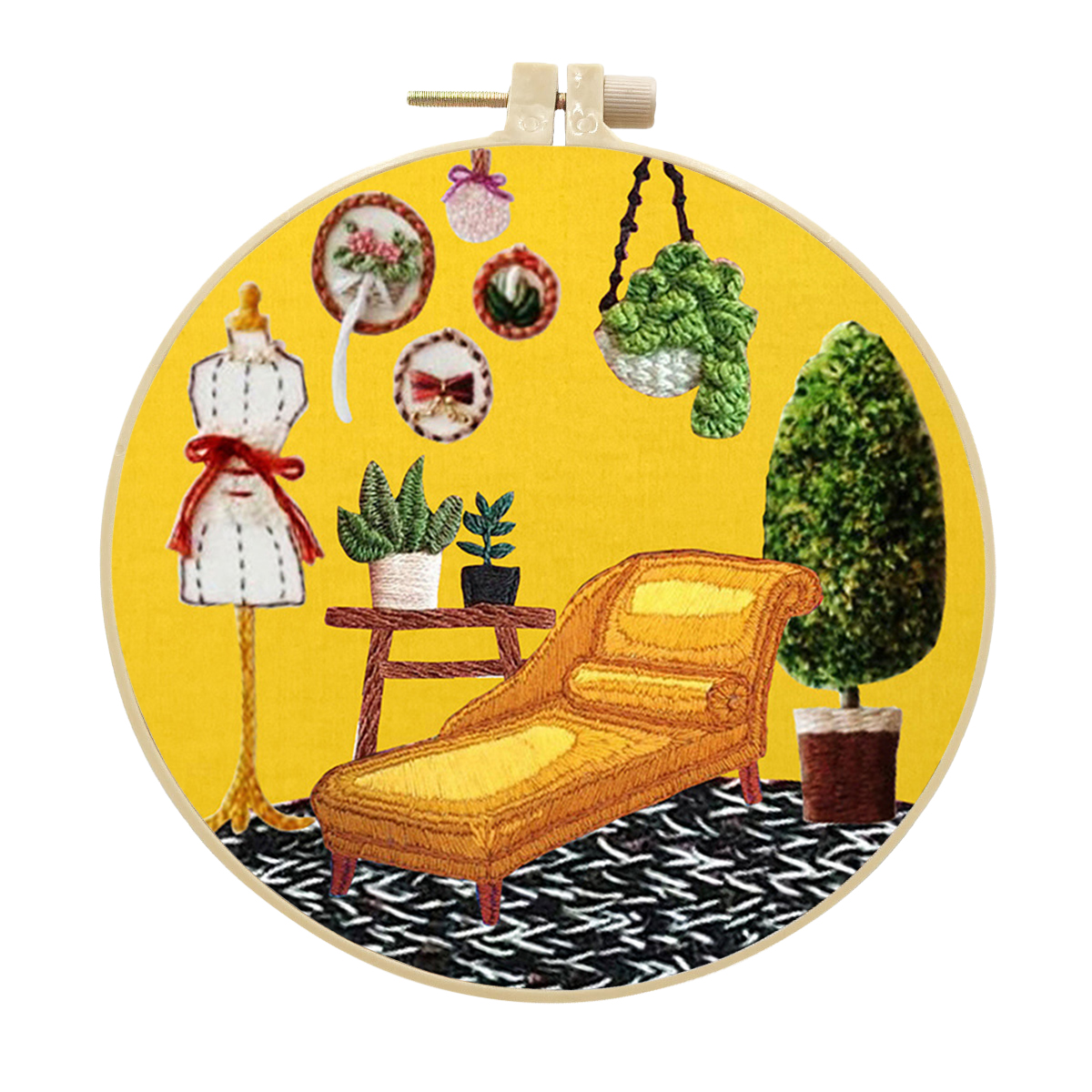 Handmade Embroidery Kit Cross stitch kit for Adult Beginner - Yellow sofa bedroom Pattern