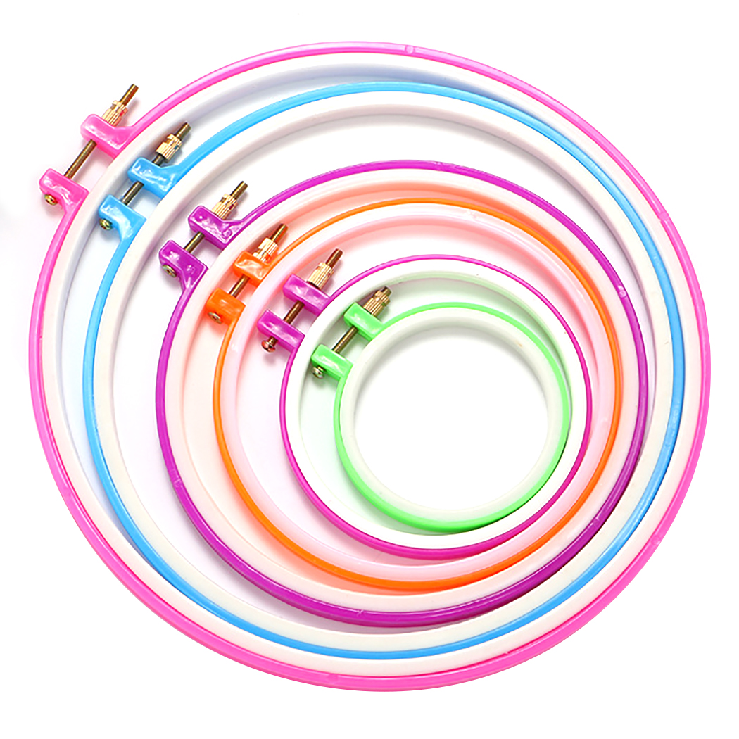 Rainbow Coloured Plastic Embroidery Hoop Craft Supplies Kit