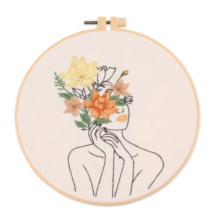 Embroidery Starter Kit with Pattern for Adult Beginner - Creative Floral Pattern