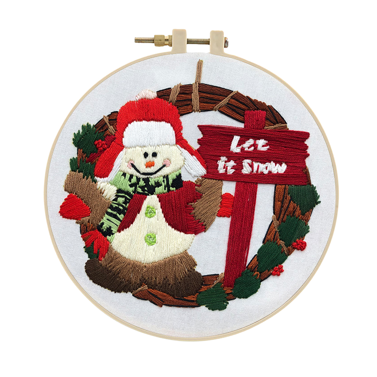 DIY Handmade Christmas Embroidery Kit Craft Cross Stitch Kits Beginner - Lovely Snowman Pattern