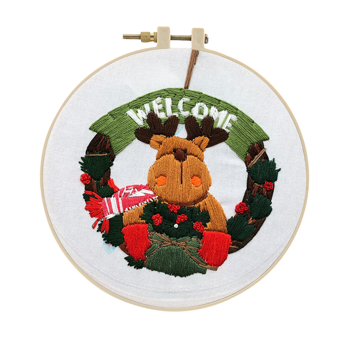 Christmas Embroidery Kits Cross stitch kits for Adult Beginner - Elk Welcome Pattern