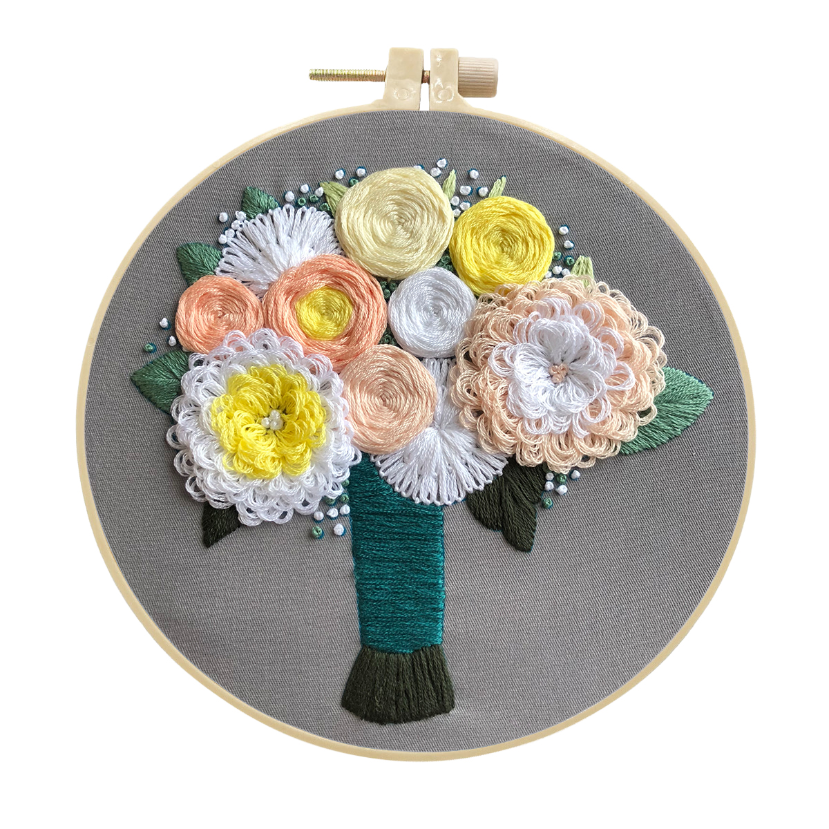 DIY Handmade Embroidery Kit Craft Cross Stitch Kits Beginner - Pale Pink Bouquet Pattern